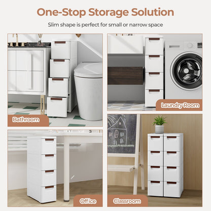 3/4/5/6-Drawer Rolling Organizer Unit Narrow Storage Cabinet with Built-In Wheels for Small Space-4-Drawer, White Dressers & Chests   at Gallery Canada