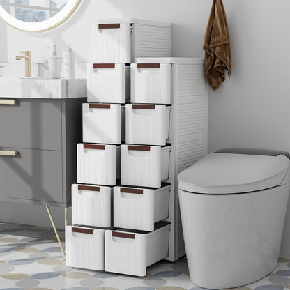 3/4/5/6-Drawer Rolling Organizer Unit Narrow Storage Cabinet with Built-In Wheels for Small Space-6-Drawer, White Dressers & Chests   at Gallery Canada