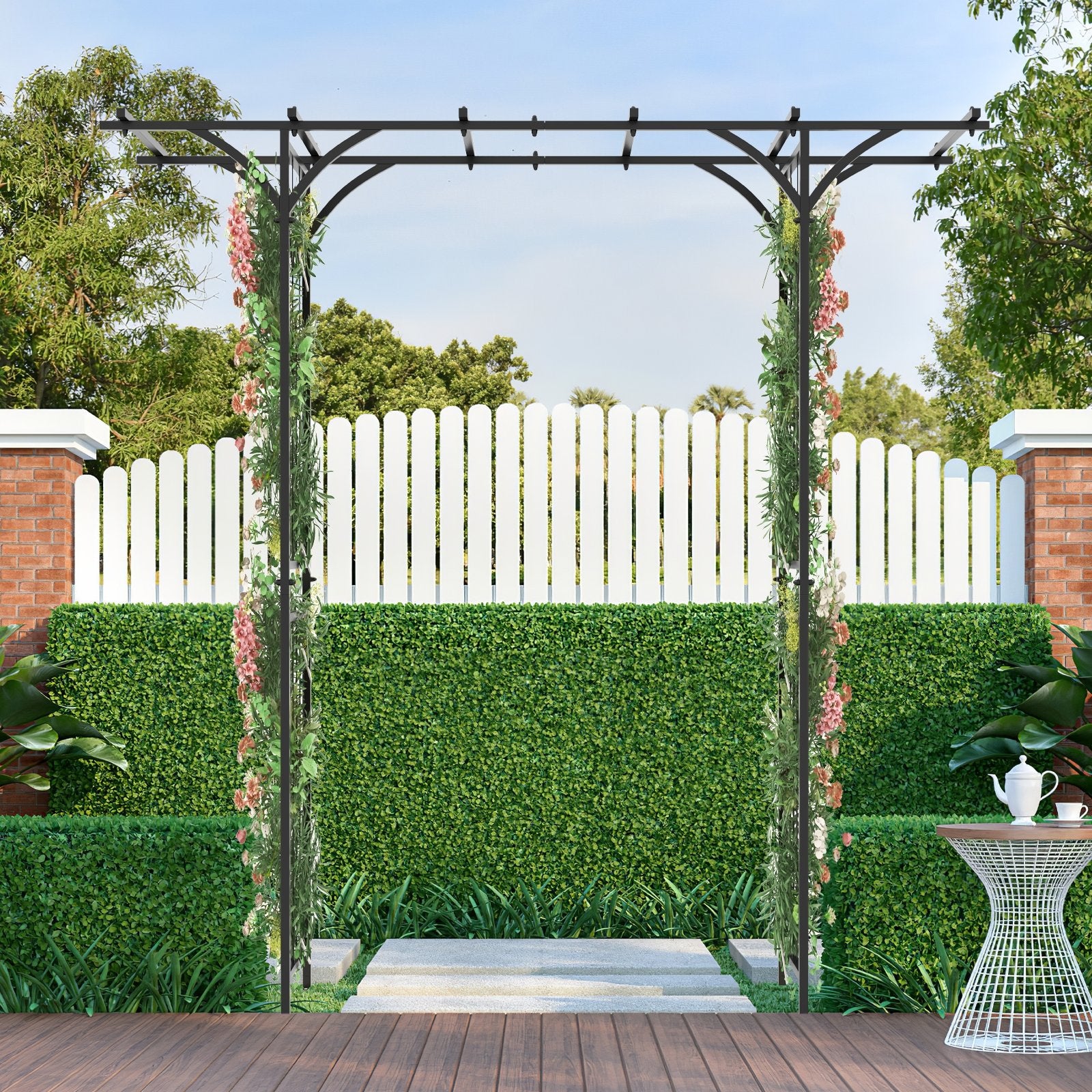 6.8 Feet Garden Arbor with Trellises for Climbing Plant Vine Rose, Black Outdoor Decor   at Gallery Canada