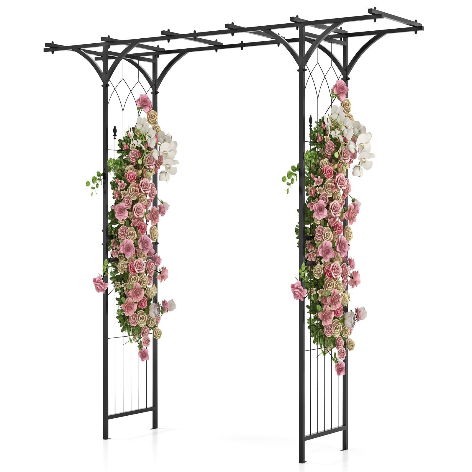 6.8 Feet Garden Arbor with Trellises for Climbing Plant Vine Rose, Black Outdoor Decor Black  at Gallery Canada