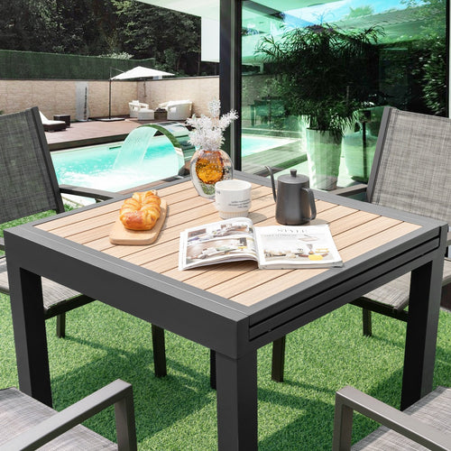 31.5-63 Inches Extendable Patio Table for 4-6 People, Natural