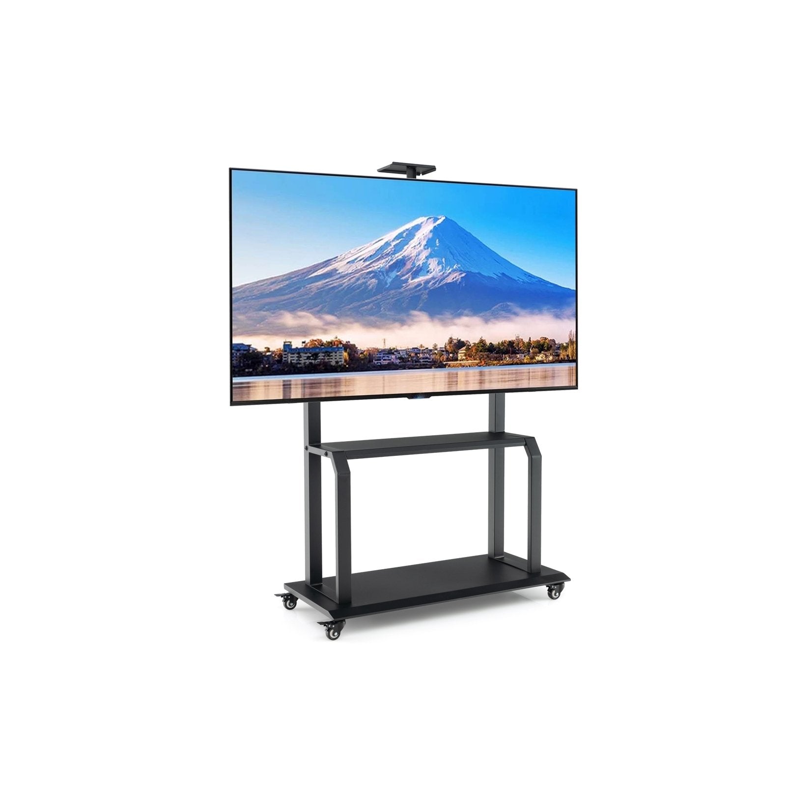 Mobile TV Stand with Camera Shelf and AV Shelves for 32-80 Inch Flat/Curved TVs, Black Entertainment Centers & TV Stands Black  at Gallery Canada