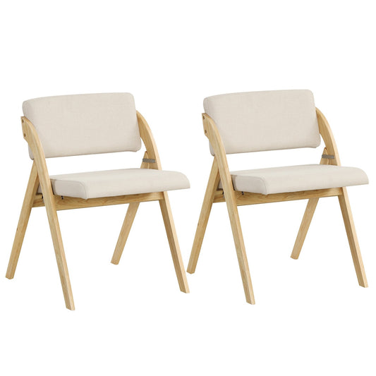 Set of 2 Folding Kitchen Dining Chairs with Rubber Wood Legs, Natural - Gallery Canada