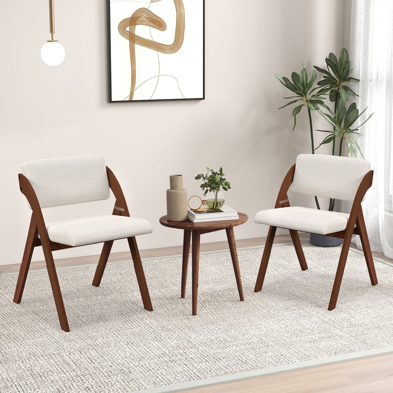 Set of 2 Folding Kitchen Dining Chairs with Rubber Wood Legs, Walnut Dining Chairs   at Gallery Canada