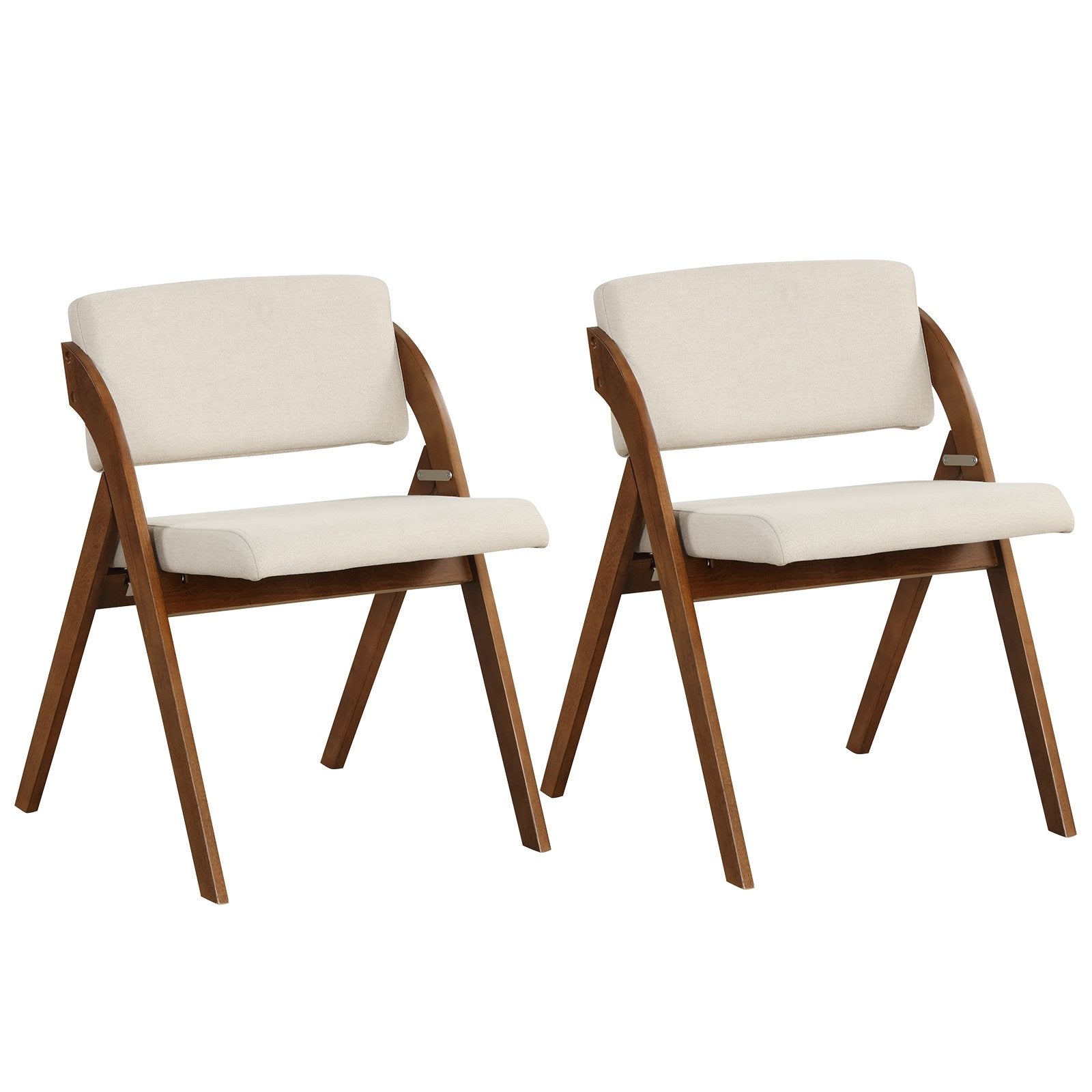 Set of 2 Folding Kitchen Dining Chairs with Rubber Wood Legs, Walnut Dining Chairs Walnut  at Gallery Canada