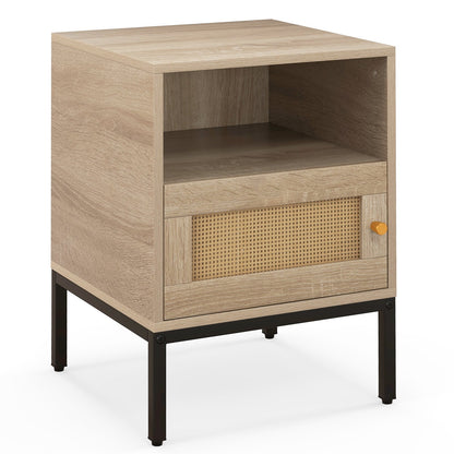 Home Soho Style Accent Table with Open Shelf and 1 Door Cabinet, Natural Nightstands Natural  at Gallery Canada