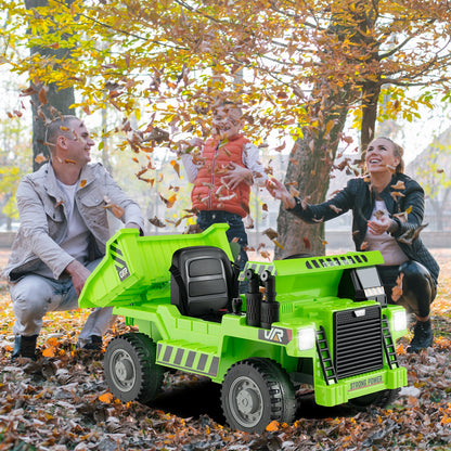 Kids Ride on Dump Truck 12V Ride on Car with Electric Dump Bed, Green Powered Ride On Toys   at Gallery Canada