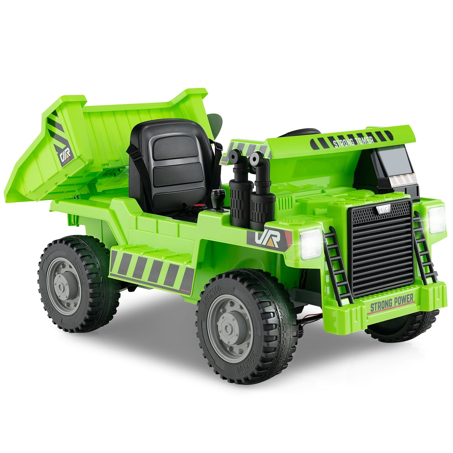 Kids Ride on Dump Truck 12V Ride on Car with Electric Dump Bed, Green Powered Ride On Toys Green  at Gallery Canada