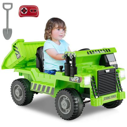 Kids Ride on Dump Truck 12V Ride on Car with Electric Dump Bed, Green Powered Ride On Toys   at Gallery Canada