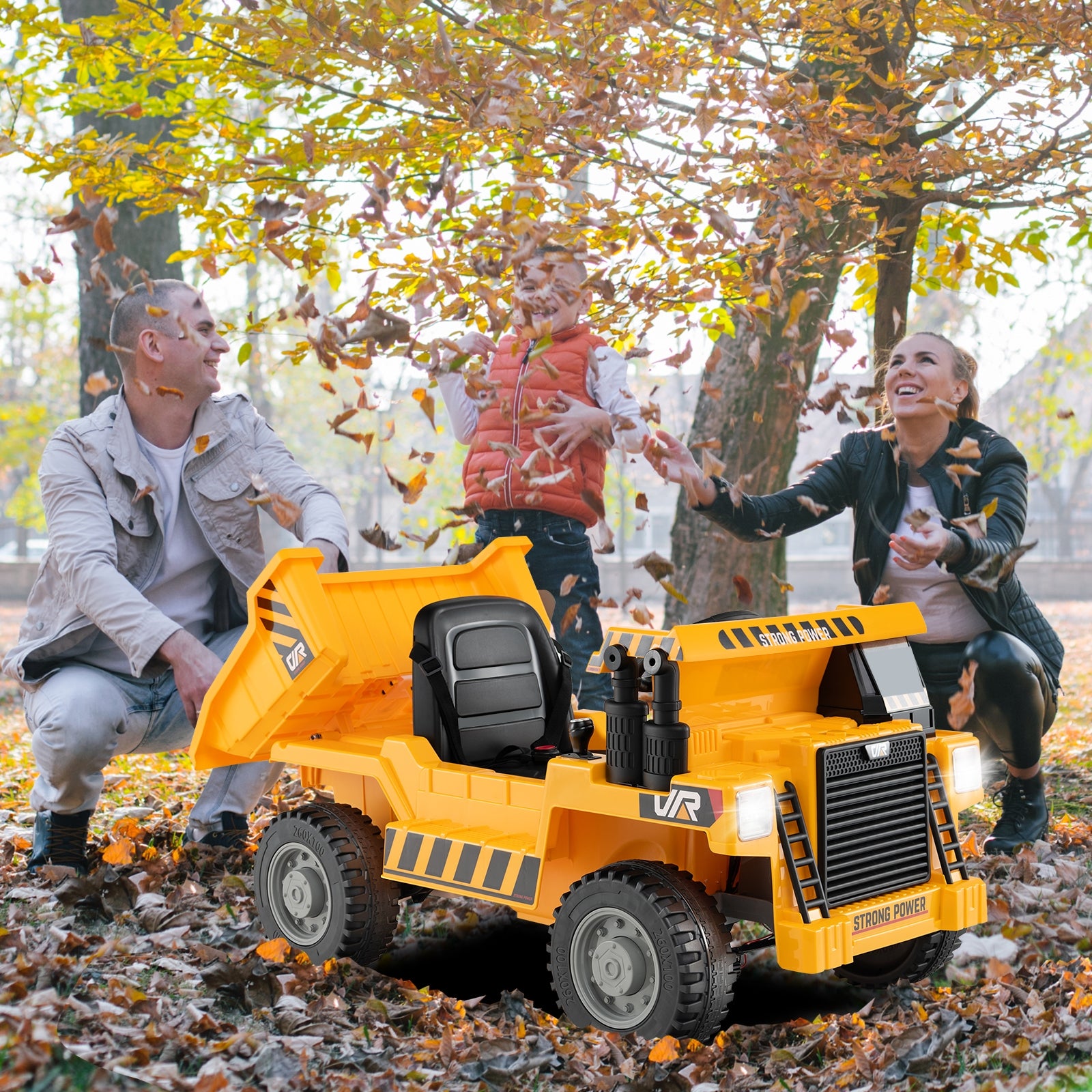 Kids Ride on Dump Truck 12V Ride on Car with Electric Dump Bed, Yellow Powered Ride On Toys   at Gallery Canada