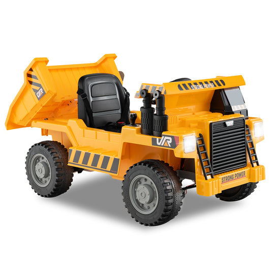 Kids Ride on Dump Truck 12V Ride on Car with Electric Dump Bed, Yellow Powered Ride On Toys Yellow  at Gallery Canada