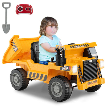 Kids Ride on Dump Truck 12V Ride on Car with Electric Dump Bed, Yellow Powered Ride On Toys   at Gallery Canada