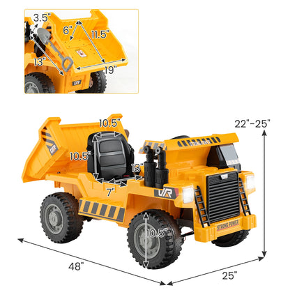 Kids Ride on Dump Truck 12V Ride on Car with Electric Dump Bed, Yellow Powered Ride On Toys   at Gallery Canada