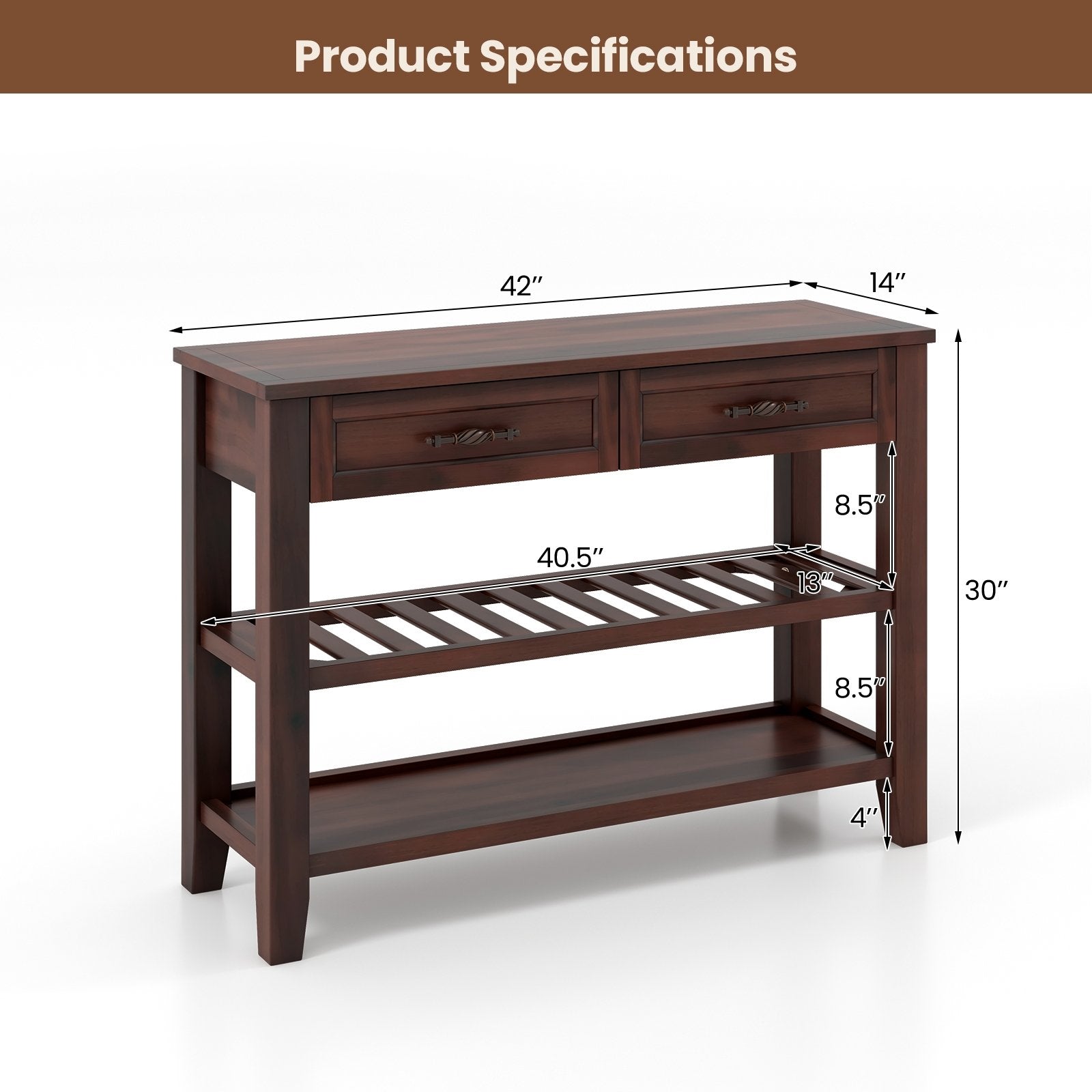 3-tier Console Table with 2 Drawers for Living Room Entryway Console Tables   at Gallery Canada