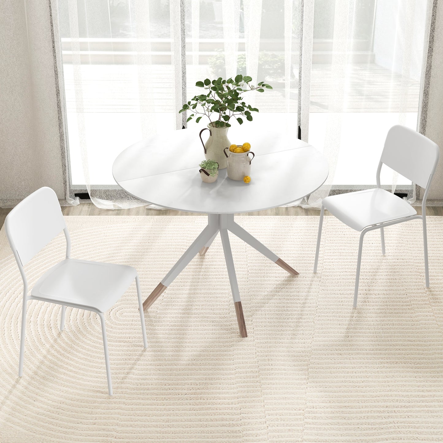 Modern Dining Chairs Set of 4 with Tilted Backrest and Sturdy Metal Legs, White Dining Chairs   at Gallery Canada