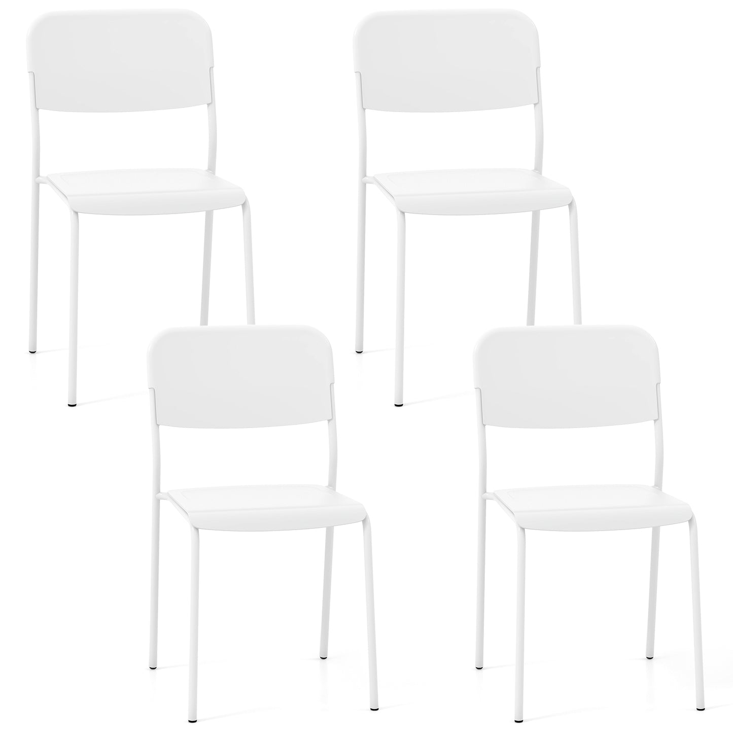 Modern Dining Chairs Set of 4 with Tilted Backrest and Sturdy Metal Legs, White Dining Chairs White  at Gallery Canada