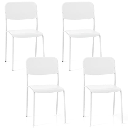 Modern Dining Chairs Set of 4 with Tilted Backrest and Sturdy Metal Legs, White Dining Chairs White  at Gallery Canada