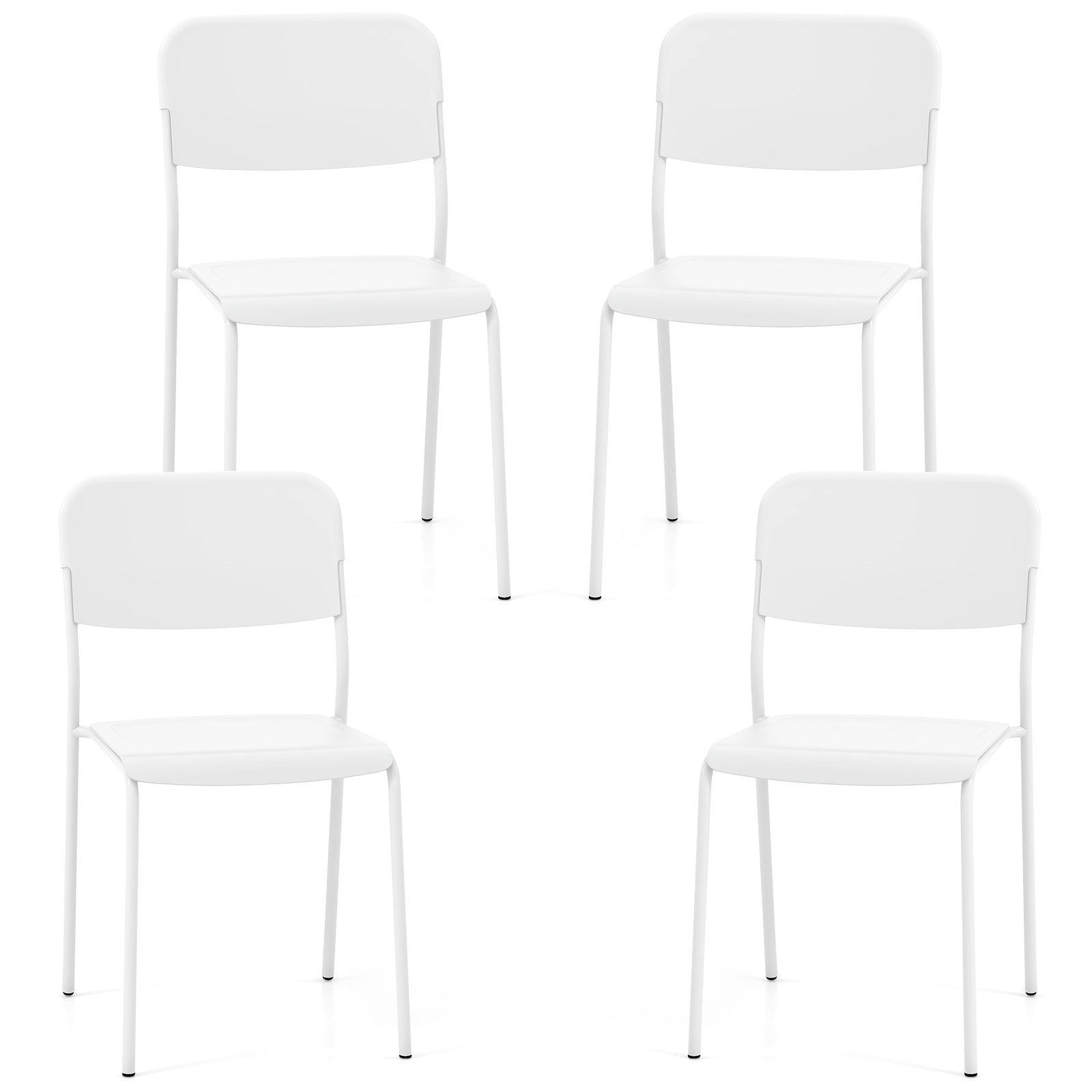 Modern Dining Chairs Set of 4 with Tilted Backrest and Sturdy Metal Legs, White Dining Chairs   at Gallery Canada