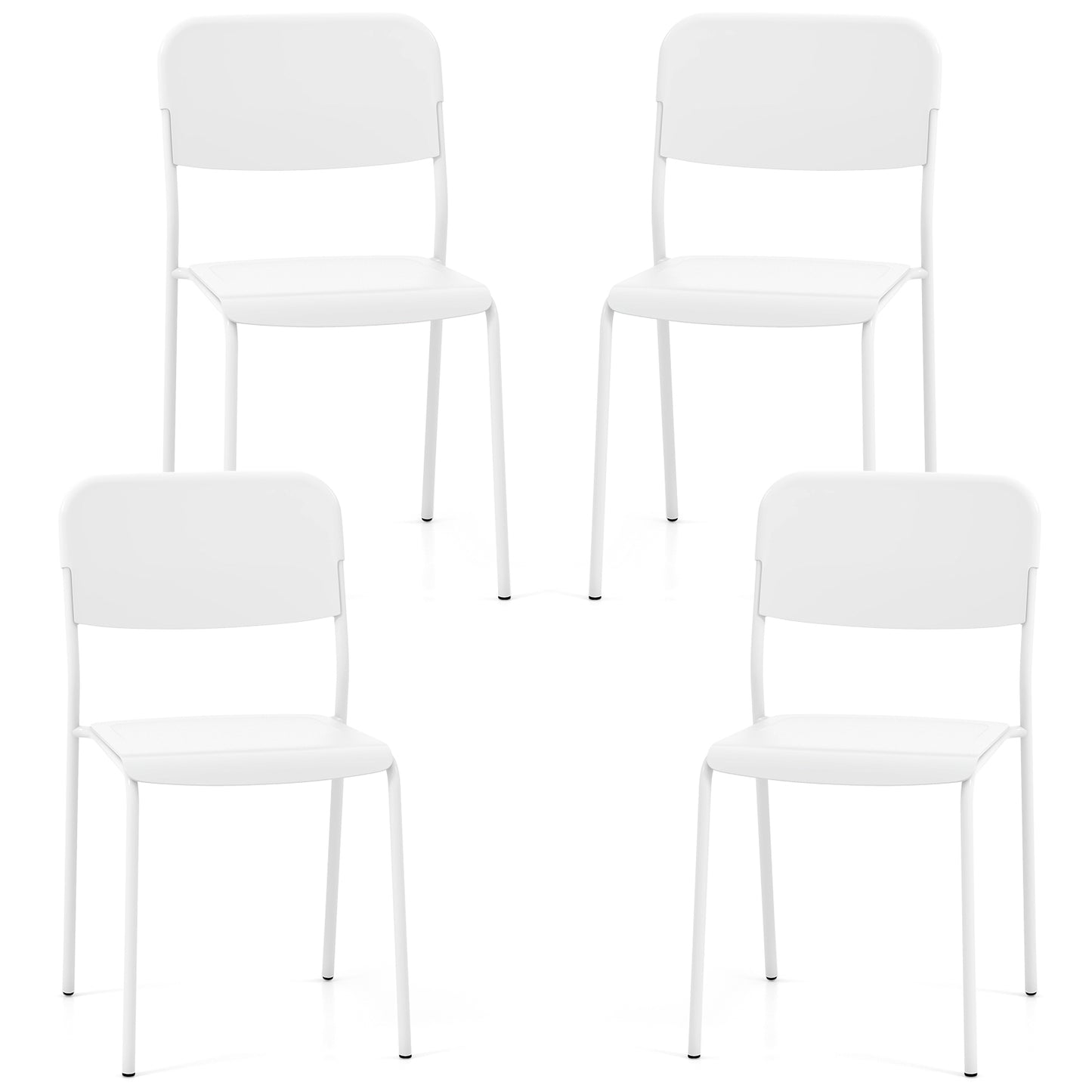 Modern Dining Chairs Set of 4 with Tilted Backrest and Sturdy Metal Legs, White Dining Chairs   at Gallery Canada