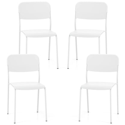 Modern Dining Chairs Set of 4 with Tilted Backrest and Sturdy Metal Legs, White Dining Chairs   at Gallery Canada