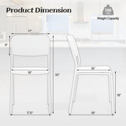 Modern Dining Chairs Set of 4 with Tilted Backrest and Sturdy Metal Legs, White Dining Chairs   at Gallery Canada