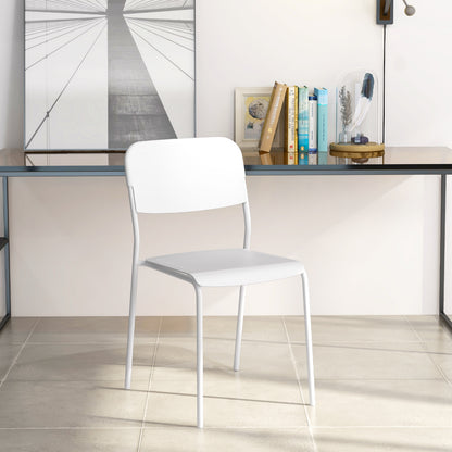 Modern Dining Chairs Set of 4 with Tilted Backrest and Sturdy Metal Legs, White Dining Chairs   at Gallery Canada