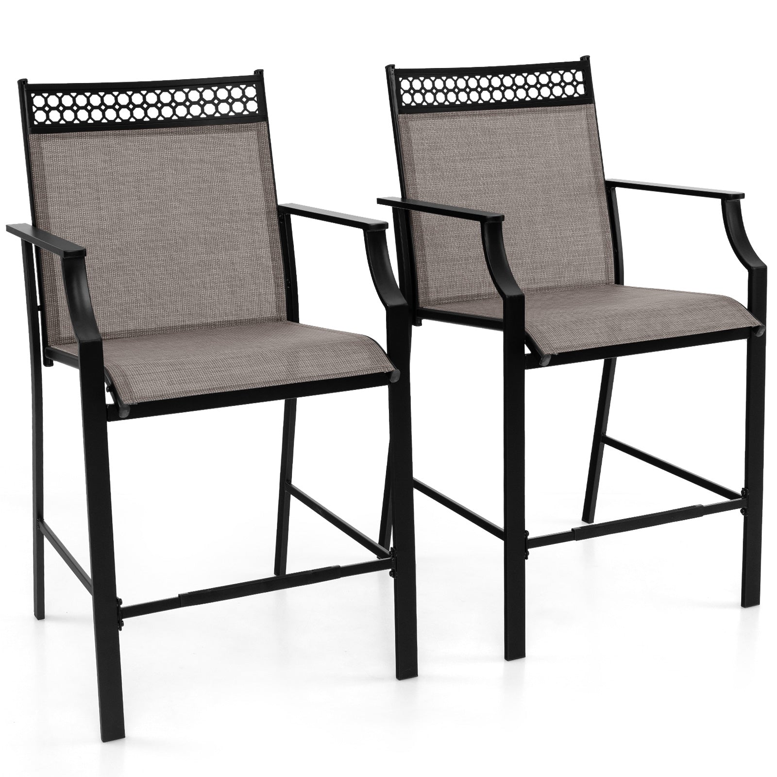 Outdoor Counter Stools Set of 2 Heavy-Duty Barstools with Footrest and Armrests, Coffee Patio Bar Furniture Coffee  at Gallery Canada