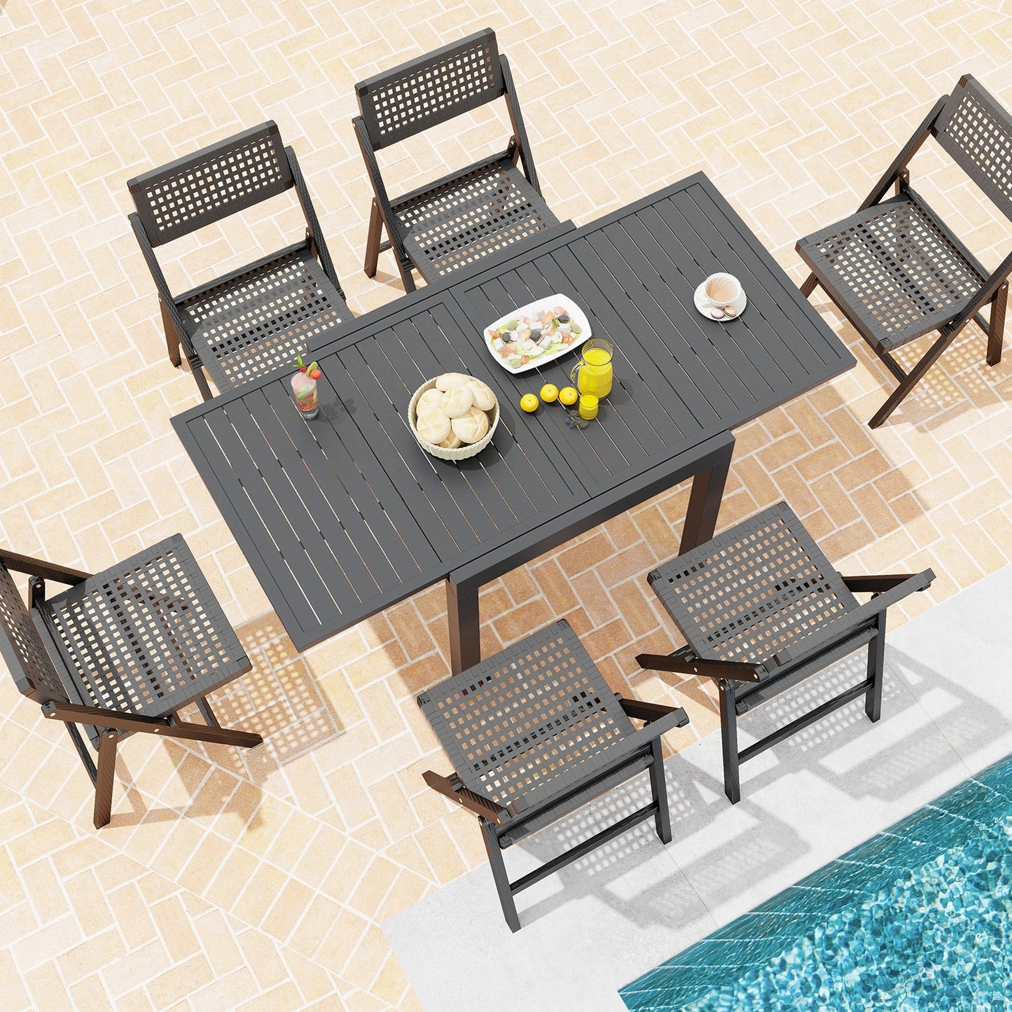 Expandable Patio Dining Table for 4-6 People-Grey, Gray Patio Tables   at Gallery Canada