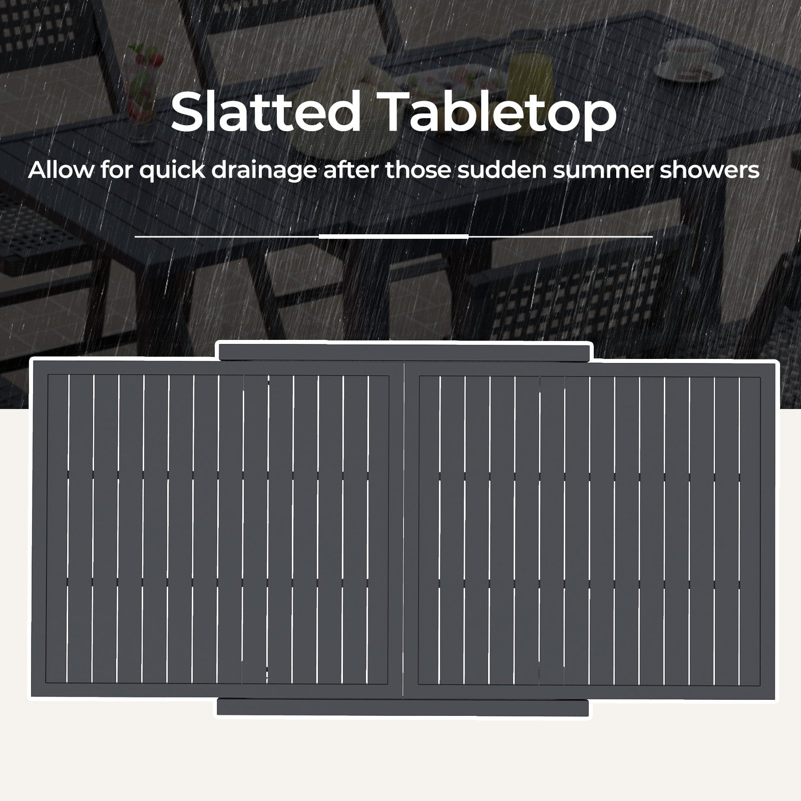 Expandable Patio Dining Table for 4-6 People-Grey, Gray Patio Tables   at Gallery Canada