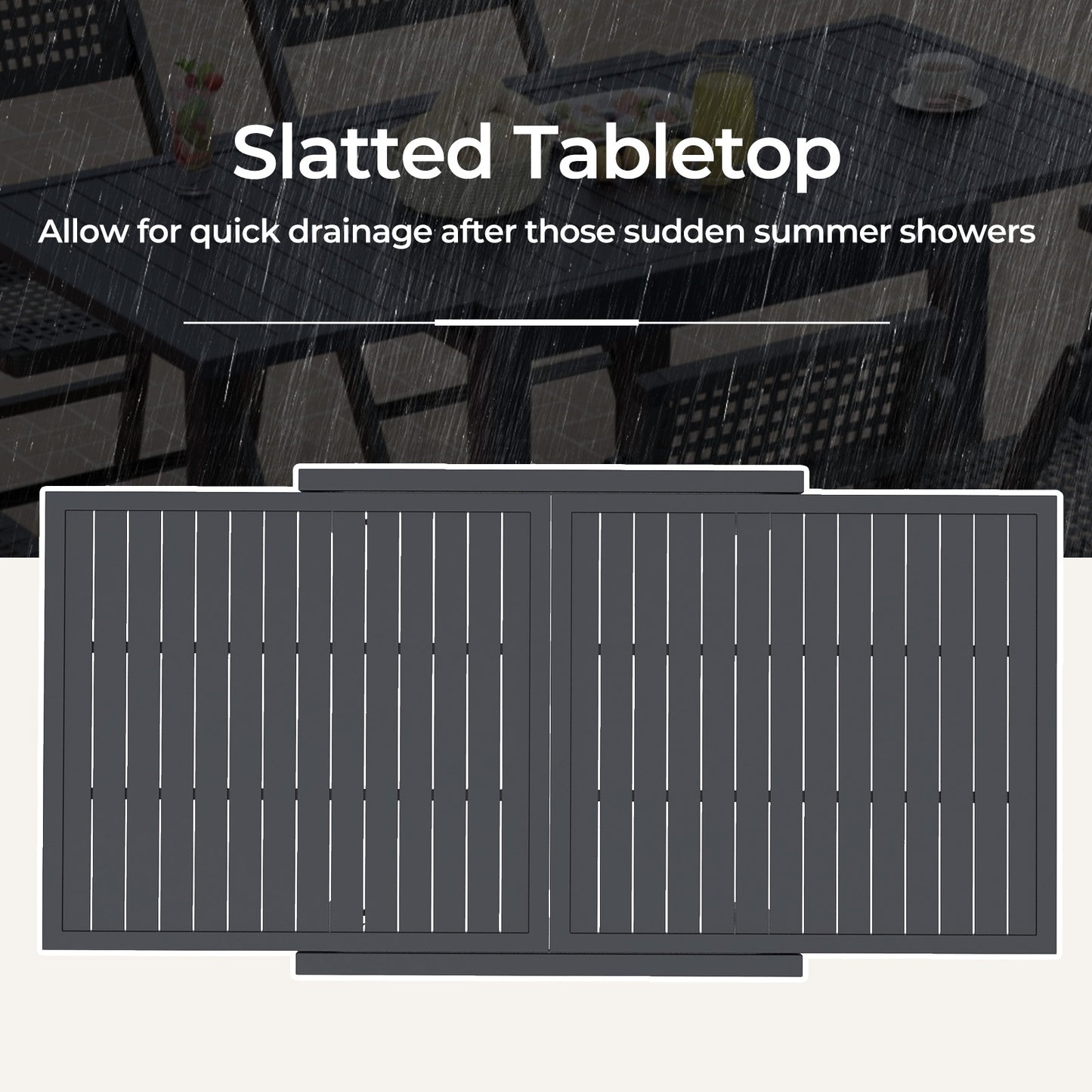 Expandable Patio Dining Table for 4-6 People-Grey, Gray Patio Tables   at Gallery Canada