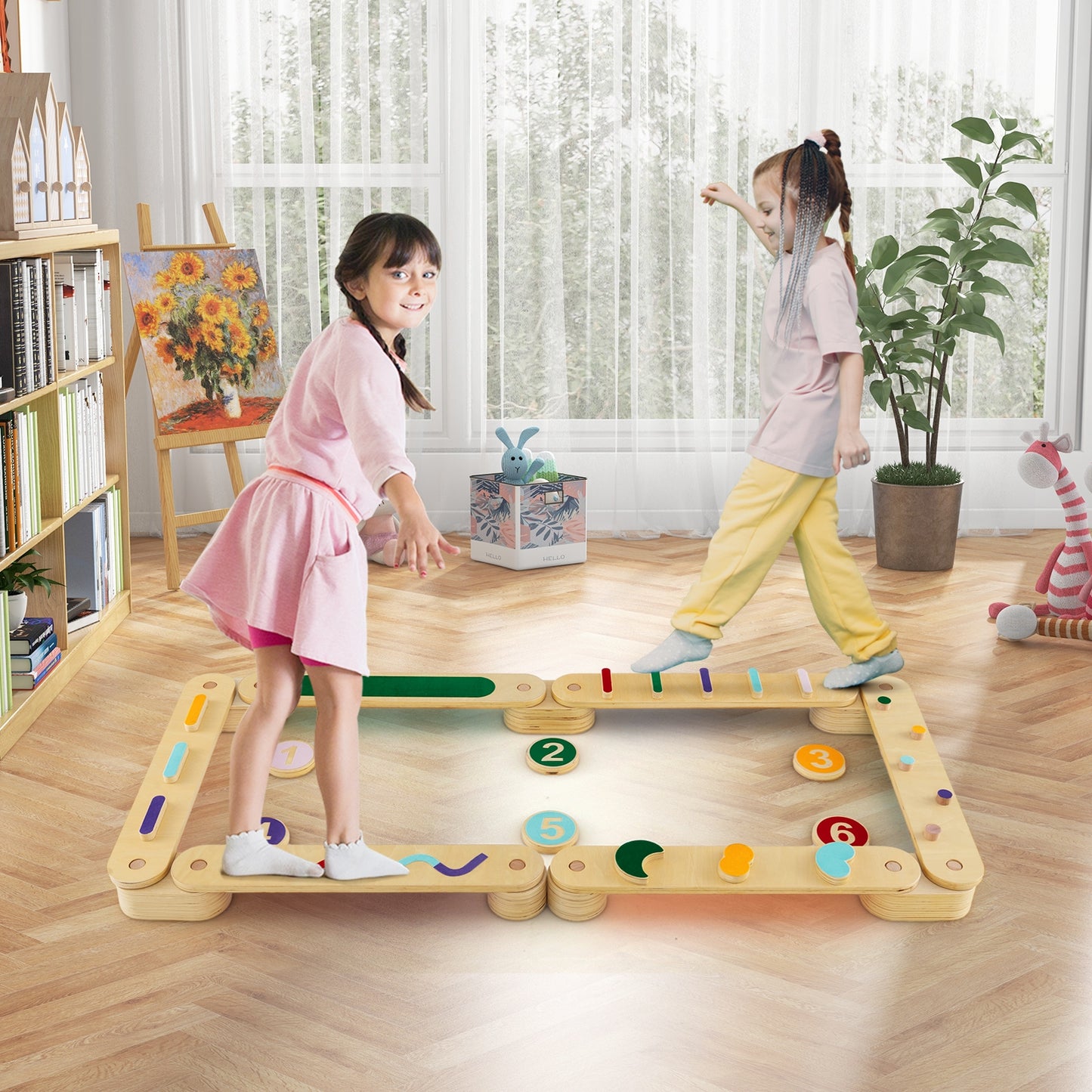 Montessori Balance Beam Set Wooden Balance Boards with Stepping Stones, Multicolor Toy Sports Multicolor  at Gallery Canada