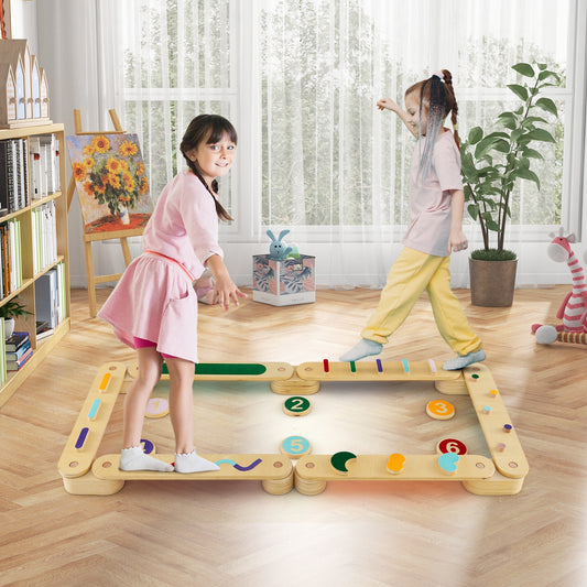 Montessori Balance Beam Set Wooden Balance Boards with Stepping Stones, Multicolor Toy Sports Multicolor  at Gallery Canada