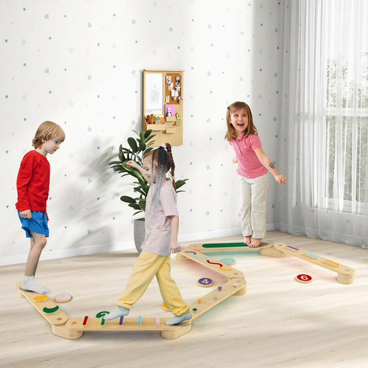 Montessori Balance Beam Set Wooden Balance Boards with Stepping Stones, Multicolor Toy Sports Multicolor  at Gallery Canada