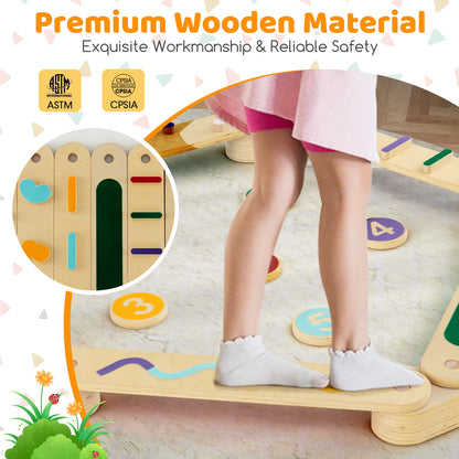 Montessori Balance Beam Set Wooden Balance Boards with Stepping Stones, Multicolor Toy Sports   at Gallery Canada