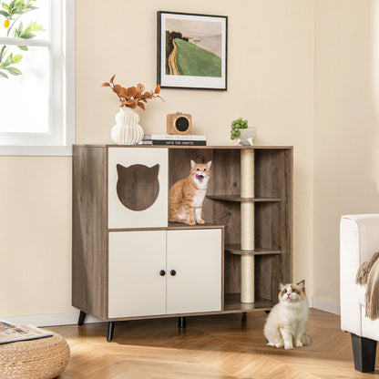 Cat Litter Box Enclosure with 3 Sisal Scratching Posts for Indoor Cats, Natural Cat Houses   at Gallery Canada