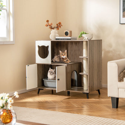 Cat Litter Box Enclosure with 3 Sisal Scratching Posts for Indoor Cats, Natural Cat Houses   at Gallery Canada