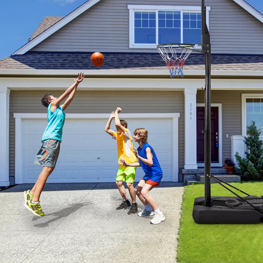 6.5-10 FT Adjustable Portable Basketball Hoop with 44 Inch Shatterproof Backboard and Fillable Base, Black Sport Equipments Black  at Gallery Canada