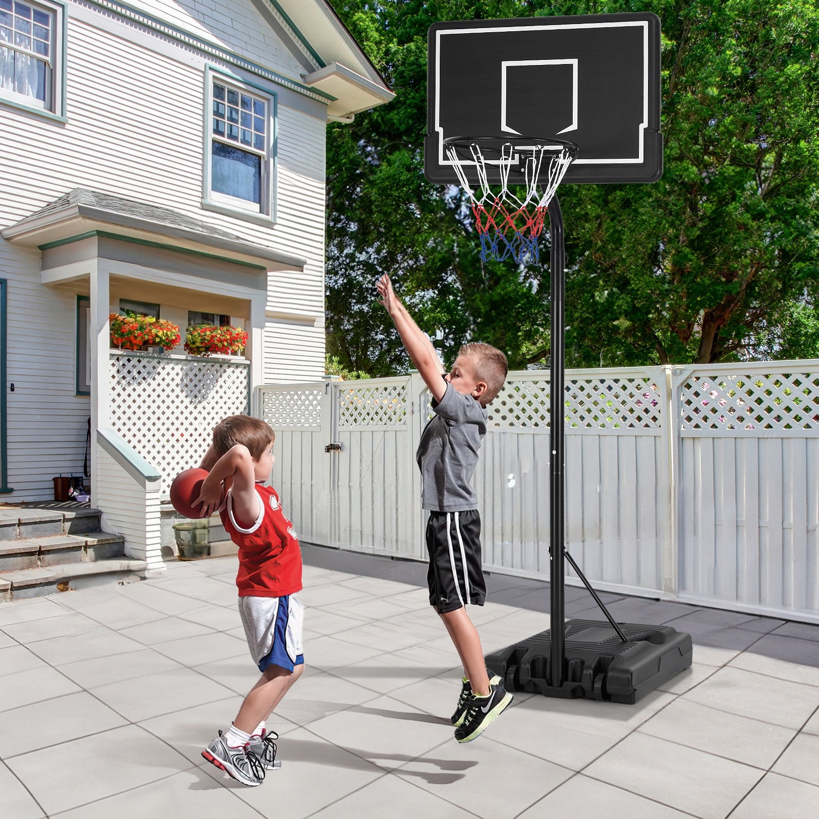 Basketball Hoop 5.6-6.5 FT Height Adjustable for Kids with Shatterproof Backboard, Black Sport Equipments   at Gallery Canada