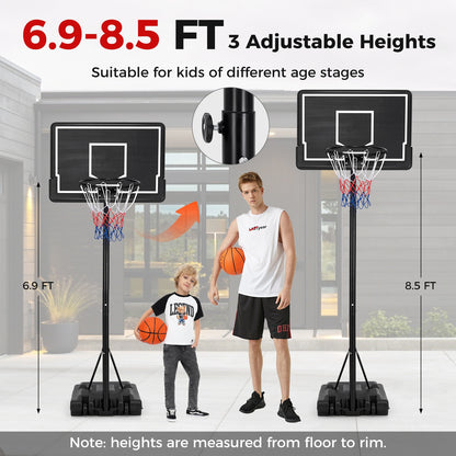 Basketball Hoop 5.6-6.5 FT Height Adjustable for Kids with Shatterproof Backboard, Black Sport Equipments   at Gallery Canada