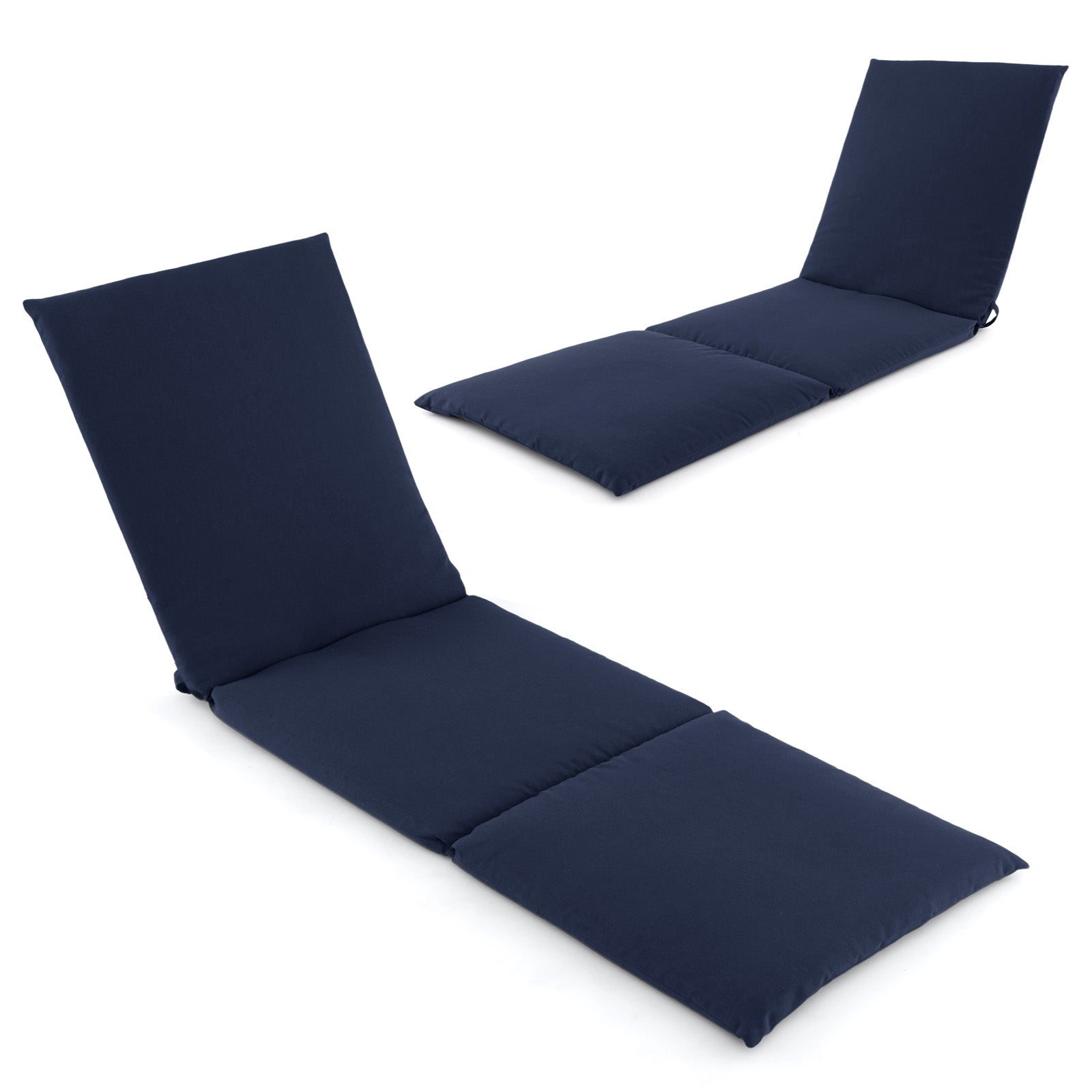 Outdoor Chaise Lounge Cushion Patio Furniture Folding Pad with Fixing Straps, Navy Outdoor Furniture Accessories   at Gallery Canada