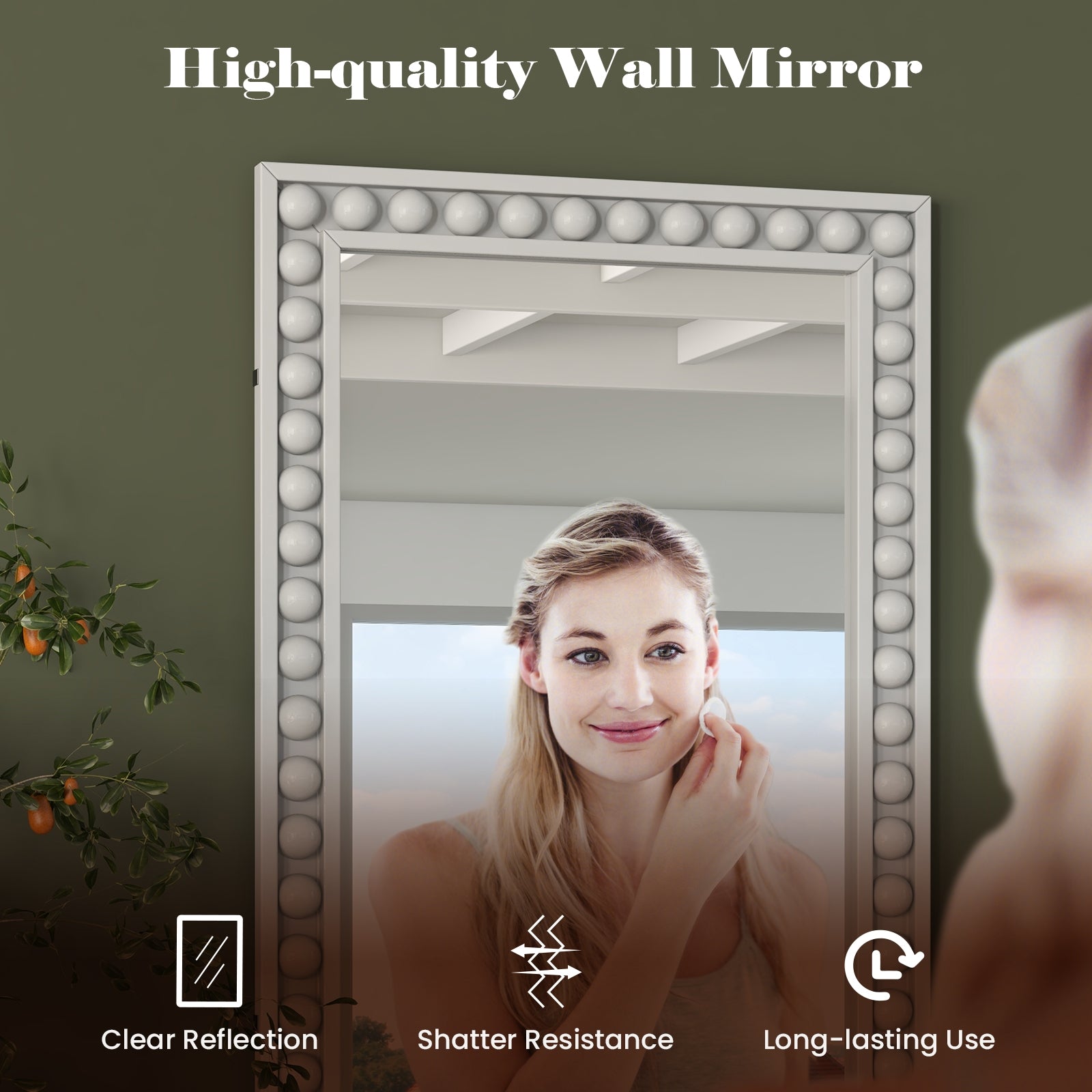 24 x 36 Inches Rustic Wall Mirror with Solid Wood Frame for Living Room Bedroom, White Wall Mirrors at Gallery Canada