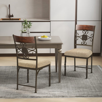 Set of 2 Dining Room Chairs Armless Kitchen Chairs Set with Seat Cushion, Brown Dining Chairs   at Gallery Canada