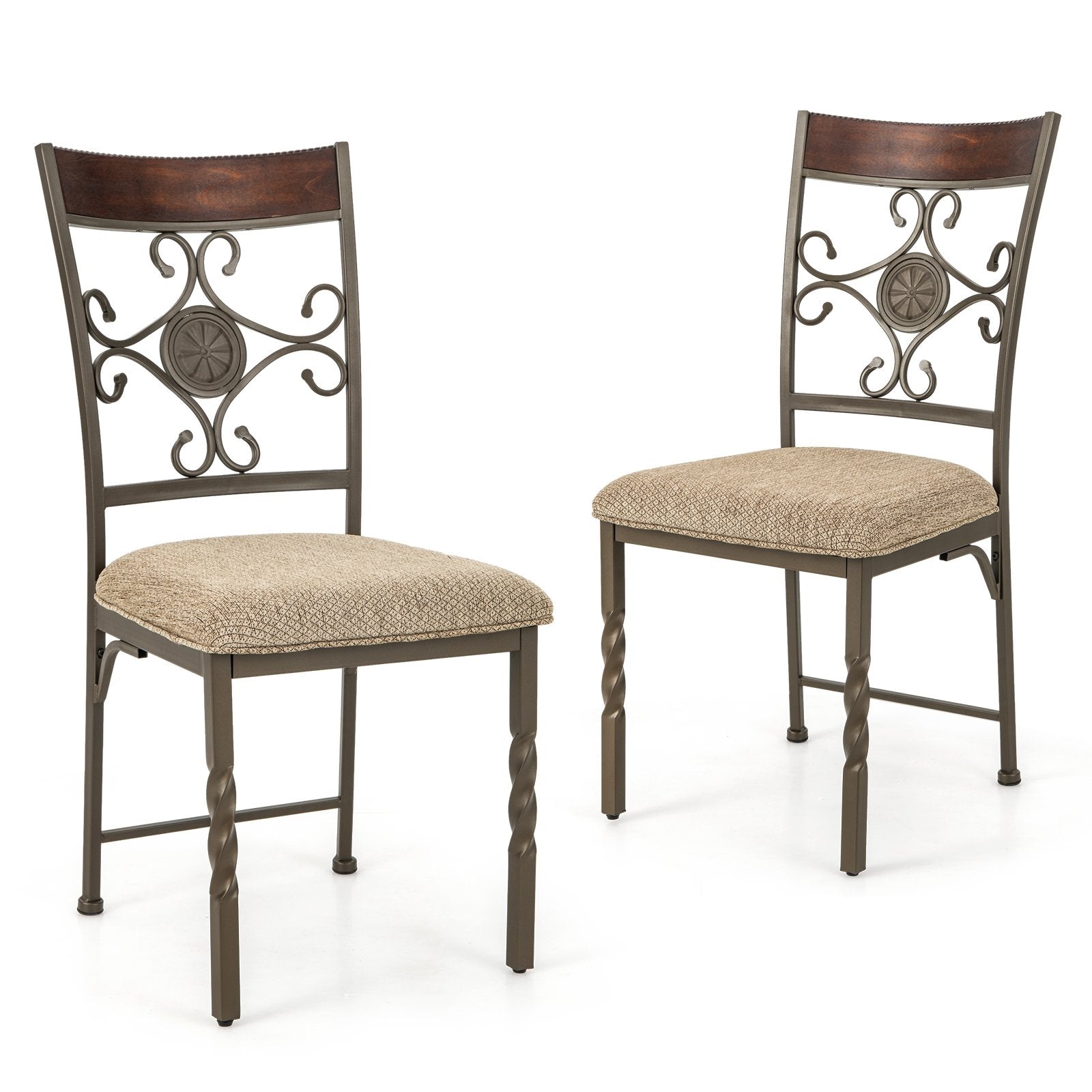 Set of 2 Dining Room Chairs Armless Kitchen Chairs Set with Seat Cushion, Brown Dining Chairs Brown  at Gallery Canada