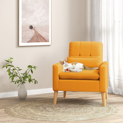 Accent Chair with Lumbar Pillow  Natural Rubber Wood Legs  Padded Cushions, Yellow Accent Chairs   at Gallery Canada