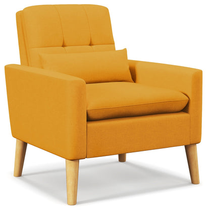 Accent Chair with Lumbar Pillow  Natural Rubber Wood Legs  Padded Cushions, Yellow Accent Chairs   at Gallery Canada