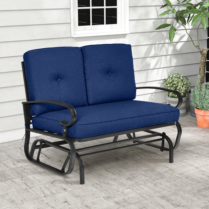 2 Sets Outdoor Swing Glider Chair with Comfortable Cushions, Navy Patio Rocking Chairs & Gliders   at Gallery Canada