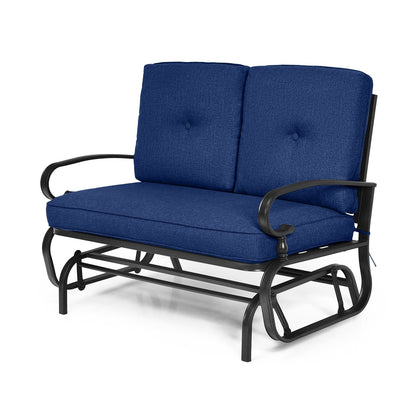 2 Sets Outdoor Swing Glider Chair with Comfortable Cushions, Navy Patio Rocking Chairs & Gliders Navy  at Gallery Canada