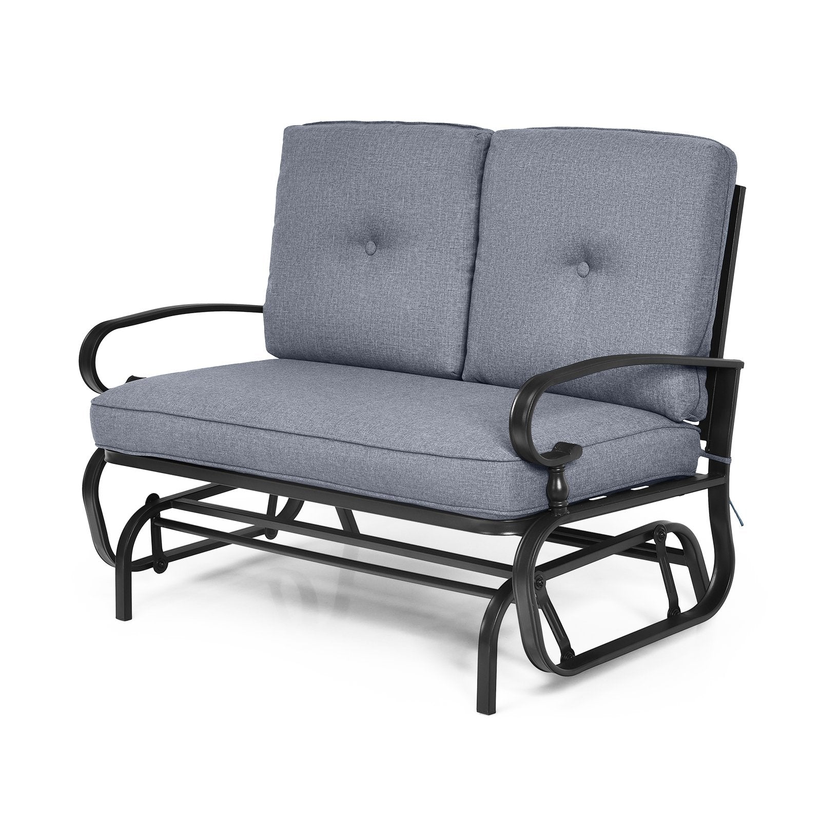 2 Seats Outdoor Swing Glider Chair with Comfortable Cushions, Gray Patio Rocking Chairs & Gliders Gray  at Gallery Canada