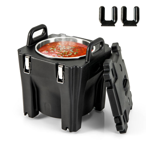 32 QT Portable Insulated Food Carrier with Stainless Steel Barrel for Catering Camping, Black