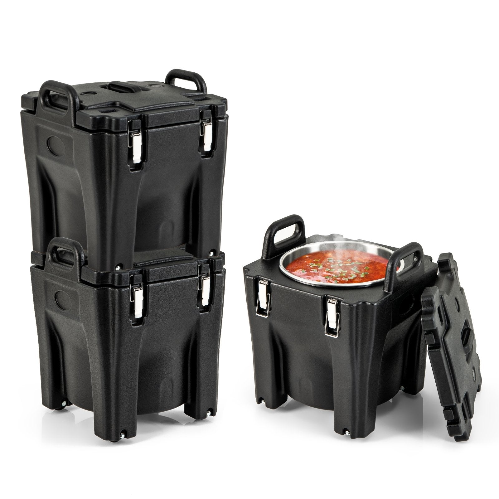 32 QT Portable Insulated Food Carrier with Stainless Steel Barrel for Catering Camping, Black Food Warmers & Burners   at Gallery Canada